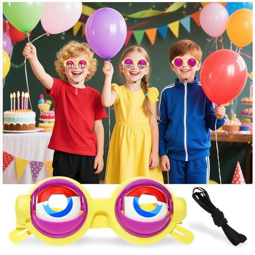 GATIHOK Lustige Brille mit beweglichen Augen - Spaßbrille für Partys, Fasching & Fotos, Kinder Foto Requisiten - Party Brillen Lustig - Brille mit Augen zum Zwinkern und Blinzeln. (gelb) von GATIHOK