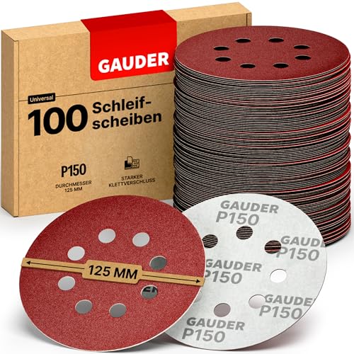 GAUDER Schleifscheiben für Exzenterschleifer Ø 125mm | 100 Stück Schleifpapier Klett | 8 Loch Schleifblätter rund | Körnung P150 GAUDER Schleifscheiben für Exzenterschleifer Ø 125mm | 100 Stück Schleifpapier Klett | 8 Loch Schleifblätter rund | Körnung P150 von GAUDER