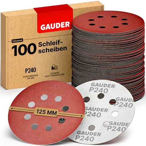 GAUDER Schleifscheiben für Exzenterschleifer Ø 125mm | 100 Stück Schleifpapier Klett | 8 Loch Schleifblätter rund | Körnung P240 GAUDER Schleifscheiben für Exzenterschleifer Ø 125mm | 100 Stück Schleifpapier Klett | 8 Loch Schleifblätter rund | Körnung P240 von GAUDER