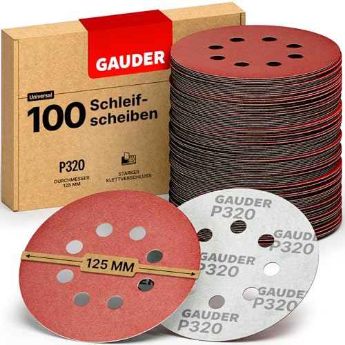GAUDER Schleifscheiben für Exzenterschleifer Ø 125mm | 100 Stück Schleifpapier Klett | 8 Loch Schleifblätter rund | Körnung P320 GAUDER Schleifscheiben für Exzenterschleifer Ø 125mm | 100 Stück Schleifpapier Klett | 8 Loch Schleifblätter rund | Körnung P320 von GAUDER