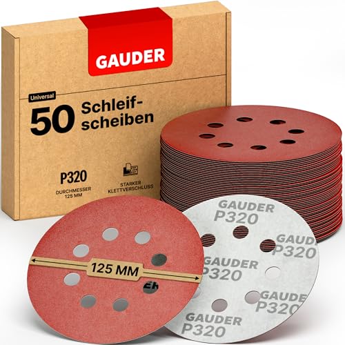 GAUDER Schleifscheiben für Exzenterschleifer Ø 125mm | 50 Stück Schleifpapier Klett | 8 Loch Schleifblätter rund | Körnung P320 GAUDER Schleifscheiben für Exzenterschleifer Ø 125mm | 50 Stück Schleifpapier Klett | 8 Loch Schleifblätter rund | Körnung P320 von GAUDER
