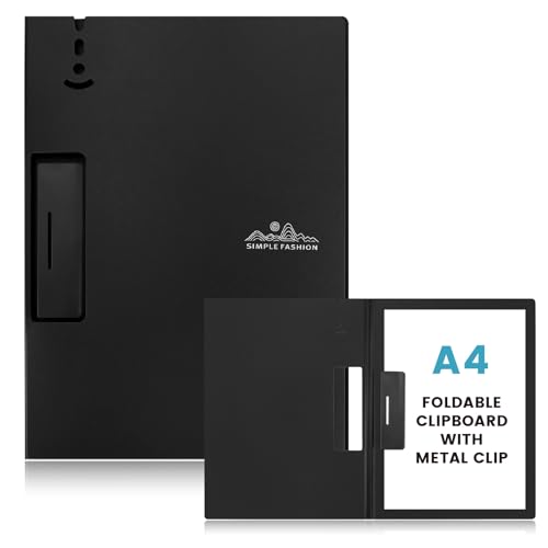GAUENEEN 1 x Klemmbrett-Ordner, A4 faltbares Klemmbrett mit Metallclip, Binder-Klemmbretter mit Stifthalter für Büro, Schulbedarf (schwarz) von GAUENEEN