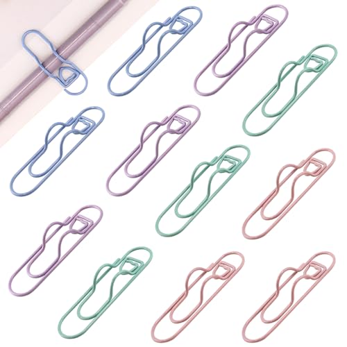 GAUENEEN Bunte Stifteklammern aus Metall, Stifthalter-Clips für Notizbuch, Tagebuch und Buch, Büroklammern, Lesezeichen für Studenten, Profis und Lehrer (2,8 x 2 cm), 12 Stück von GAUENEEN