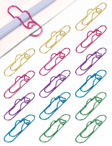 GAUENEEN Bunte Stifteklammern aus Metall, Stifthalter-Clips für Notizbuch, Tagebuch und Buch, Büroklammern, Lesezeichen für Studenten, Profis und Lehrer (7,9 x 2 cm), 15 Stück von GAUENEEN