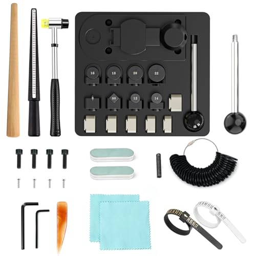 30tlg Ringbiegemaschinen, Ringbiegewerkzeug Schmuck Machen Werkzeuge, Ohrring Ring Biege Maschine für 12/14/16/18/20/22mm, Pressmaschine Nylon Matrizen mit Ringmesswerkzeug Polierstab Gummihammer 30tlg Ringbiegemaschinen, Ringbiegewerkzeug Schmuck Machen Werkzeuge, Ohrring Ring Biege Maschine für 12/14/16/18/20/22mm, Pressmaschine Nylon Matrizen mit Ringmesswerkzeug Polierstab Gummihammer von GAXPAK
