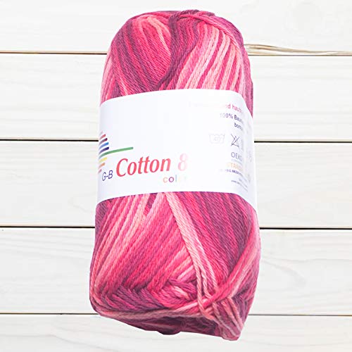 GB Wolle Cotton 8 Color bunt Baumwolle Strickwolle Strickgarn Häkelgarn 50g 170m (3 rottöne) von GB Wolle