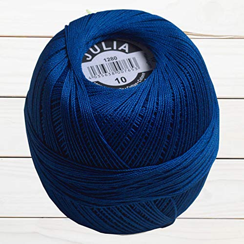 GB Wolle JULIA Häkelgarn 10 100% Baumwolle 50g 280m Filethäkeln Filethäkelgarn (Royalblau 1280) von GB Wolle