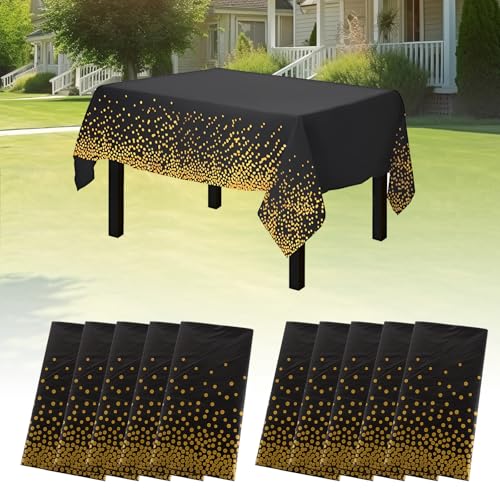 GBACHOOSE 10 Stück Einweg Tischdecke, 137 x 274 cm Papiertischdecke, Biertisch Tischdecke Schwarz Gold, Einmal Tischdecke Wasserdicht, Tischdecke Einweg für Hochzeit, Party, Geburtstag, Grillen GBACHOOSE 10 Stück Einweg Tischdecke, 137 x 274 cm Papiertischdecke, Biertisch Tischdecke Schwarz Gold, Einmal Tischdecke Wasserdicht, Tischdecke Einweg für Hochzeit, Party, Geburtstag, Grillen von GBACHOOSE