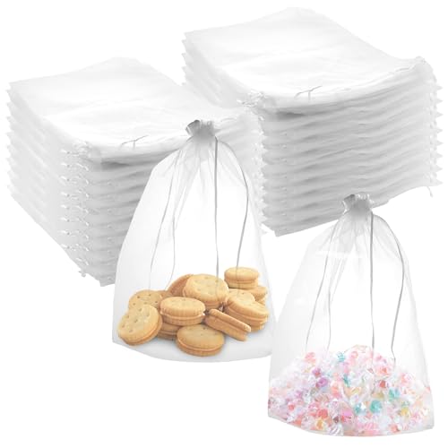 GBACHOOSE 100 Stück Organzabeutel 30x40CM, Organzasäckchen, Weiß Geschenktüten Gross Organza Säckchen für Traubenschutzbeutel, Hochzeit, Party, Geschenksäckchen, Süßigkeitenbeutel, Schmuckbeutel von GBACHOOSE
