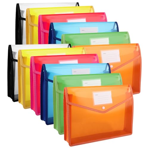 GBACHOOSE 12 Stück A4 Kunststoff-Brieftaschen-Ordner mit Druckknopf, Dokumententaschen mit Knopf, Umschlag Aktenordner mit Kartenfächern für Schule, Büro, Zuhause, Rot, Gelb, Blau, Weiß, Orange, Grün GBACHOOSE 12 Stück A4 Kunststoff-Brieftaschen-Ordner mit Druckknopf, Dokumententaschen mit Knopf, Umschlag Aktenordner mit Kartenfächern für Schule, Büro, Zuhause, Rot, Gelb, Blau, Weiß, Orange, Grün von GBACHOOSE