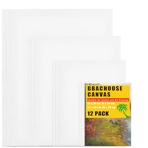 GBACHOOSE 12 Stück Leinwand Set, 40x30cm, 30x24cm, 24x18cm, 18x13cm Leinwand zum bemalen, leinwand Malen, Leinwände Baumwolle, Leinwände für Acrylfarben, Öl, Gouache GBACHOOSE 12 Stück Leinwand Set, 40x30cm, 30x24cm, 24x18cm, 18x13cm Leinwand zum bemalen, leinwand Malen, Leinwände Baumwolle, Leinwände für Acrylfarben, Öl, Gouache von GBACHOOSE