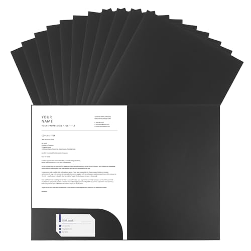 GBACHOOSE 12 Stück Präsentationsmappe A4 aus 350g/m² Kraftpapier, Dokumentenmappe mit Visitenkartenschlitz, Sammelmappe A4 Pappe für Besprechungen, Dateien, Berichte, Schwarz, Dicke Mappe GBACHOOSE 12 Stück Präsentationsmappe A4 aus 350g/m² Kraftpapier, Dokumentenmappe mit Visitenkartenschlitz, Sammelmappe A4 Pappe für Besprechungen, Dateien, Berichte, Schwarz, Dicke Mappe von GBACHOOSE