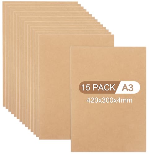 GBACHOOSE 15 Stück A3 MDF Platten, 420 x 300 x 4 mm Holzplatte, Sperrholzplatte Din A3, Holzplatten zum Basteln, Pappelsperrholz 4mm, MDF Platte für Laubsäge, Laserschnitt, CNC Router, Modellierung GBACHOOSE 15 Stück A3 MDF Platten, 420 x 300 x 4 mm Holzplatte, Sperrholzplatte Din A3, Holzplatten zum Basteln, Pappelsperrholz 4mm, MDF Platte für Laubsäge, Laserschnitt, CNC Router, Modellierung von GBACHOOSE