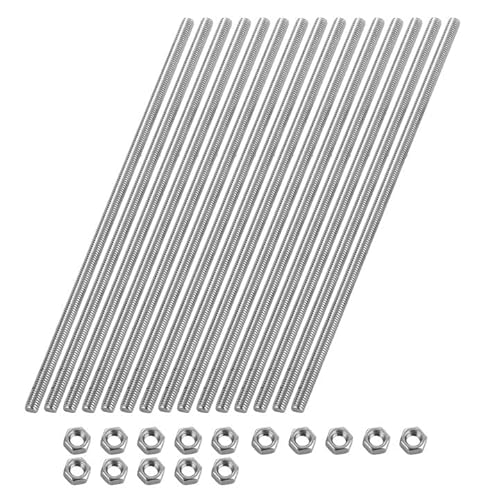 GBACHOOSE 15 Stück M6 x 200 mm Vollgewindestange und Bolzen, 304 Edelstahl Sechskantschrauben Schrauben mit Muttern, Rechtsgewindestangen für Ankerschrauben, Klemmen, Aufhänger und U-Bolzen von GBACHOOSE