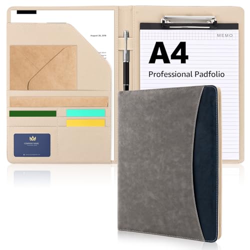 GBACHOOSE 2 Stück Klemmbrettmappe A4 Schreibmappe A4 Arbeitsmappe, Klemmbrett A4 mit Deckel, Dokumentenfächern, Stiftehalter, Konferenzmappe A4 Leder Aktenmappe, Klemmmappe A4 für Büro, Schule von GBACHOOSE