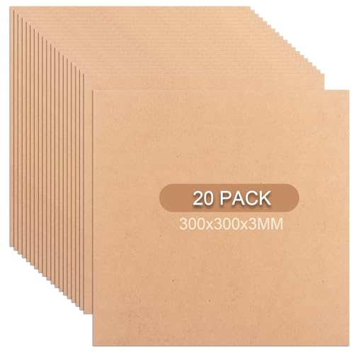 GBACHOOSE 20 Stück MDF Holzplatten zum Basteln 30x30CM, MDF Platten 3mm, Mittlere Dichte Fiberboard für Laubsäge, Brandmalerei, Modellierung, Laserschnitt, CNC Router, Durchbrochenes GBACHOOSE 20 Stück MDF Holzplatten zum Basteln 30x30CM, MDF Platten 3mm, Mittlere Dichte Fiberboard für Laubsäge, Brandmalerei, Modellierung, Laserschnitt, CNC Router, Durchbrochenes von GBACHOOSE