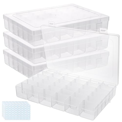GBACHOOSE 4 Stück 36 Fächer Aufbewahrungsbox, Sortierboxen mit Abnehmbaren Trennwänden, Sortierbox 36 Fächer Kleinteilebox Sortierbox für Kleinteile, Schrauben, Nähzubehör, Perlen, Ohrring von GBACHOOSE