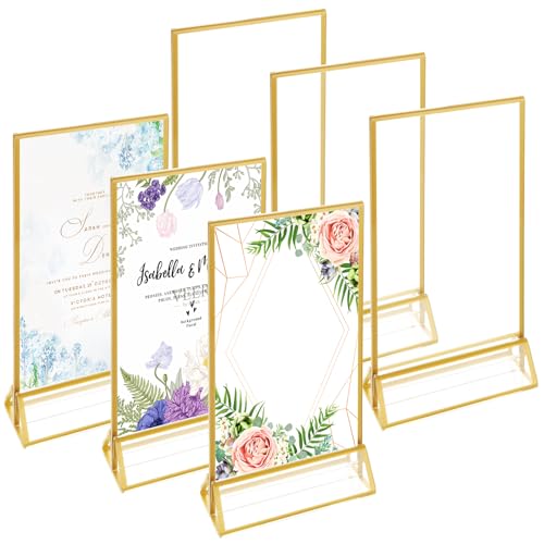 GBACHOOSE 6 Stück Bilderrahmen Gold A5, Acryl Schilderhalter, Tischaufsteller a5, Tischnummern Hochzeit für Speisekartenhalter, Fotorahmen, Hochzeitsparty, Ausstellungen, Cafés, Restaurants, Büros GBACHOOSE 6 Stück Bilderrahmen Gold A5, Acryl Schilderhalter, Tischaufsteller a5, Tischnummern Hochzeit für Speisekartenhalter, Fotorahmen, Hochzeitsparty, Ausstellungen, Cafés, Restaurants, Büros von GBACHOOSE