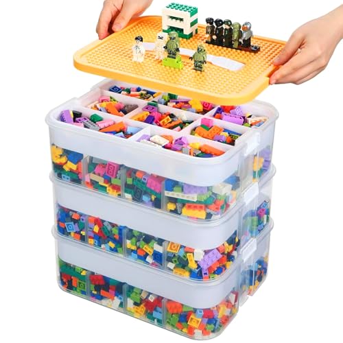 GBACHOOSE Aufbewahrungsbox mit Deckel Bausteine, 3 Stufen Bausteine Boxen Aufbewahrung, Sortierbox 30,5x20x32,5 cm, Aufbewahrungsbox Bausteine, Box aufbewahrung Sortierbox, Stapelboxen für Bausteine GBACHOOSE Aufbewahrungsbox mit Deckel Bausteine, 3 Stufen Bausteine Boxen Aufbewahrung, Sortierbox 30,5x20x32,5 cm, Aufbewahrungsbox Bausteine, Box aufbewahrung Sortierbox, Stapelboxen für Bausteine von GBACHOOSE