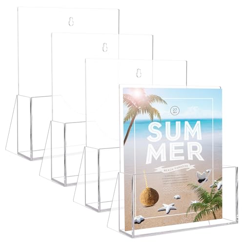 GBACHOOSE Prospekthalter aus Acryl, A5, mit Loch zum Aufhängen, freistehend, für Speisekarten, Flyer, Plexiglas, für Zeitschriften, Visitenkarten, Literatur, Broschüren, Broschüren, Menüs, 4 Stück GBACHOOSE Prospekthalter aus Acryl, A5, mit Loch zum Aufhängen, freistehend, für Speisekarten, Flyer, Plexiglas, für Zeitschriften, Visitenkarten, Literatur, Broschüren, Broschüren, Menüs, 4 Stück von GBACHOOSE