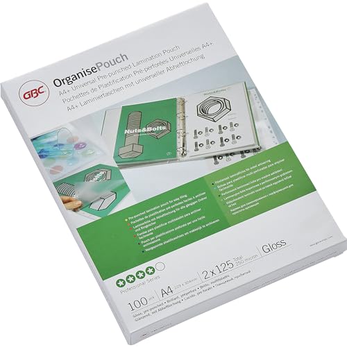 GBC | Laminierfolie Organise™ glänzend | Folienstärke 125 µm | VE 100 STK | für Format A4 von GBC