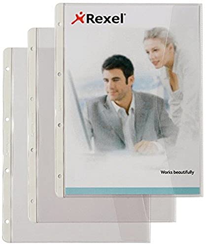 Rexel 227784 Dokumentenhülle mit Klappe (Standardlochung, A4, PVC-Folie, leicht genarbt, 0.12mm) transparent von Rexel