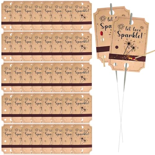 100 Stück Etiketten für Wunderkerzen, Kraftpapier Hochzeits-Etiketten für Wunderkerzen Metallische Wunderkerzenhüllen mit Match Striker Strips für Parteien Graduierung Geburtstag und Verlobung von GBKDQQ