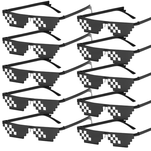 10er Thug Life Sonnenbrille: Pixel Sonnenbrille Partybrille Mosaik Brille 8 Bit Pixel Mosaik Gläser MLG Party Brille Lustige Brillen für Fasching, Musikfestivals, Party, Bar, Geburtstagsfeier 10er Thug Life Sonnenbrille: Pixel Sonnenbrille Partybrille Mosaik Brille 8 Bit Pixel Mosaik Gläser MLG Party Brille Lustige Brillen für Fasching, Musikfestivals, Party, Bar, Geburtstagsfeier von GBKDQQ