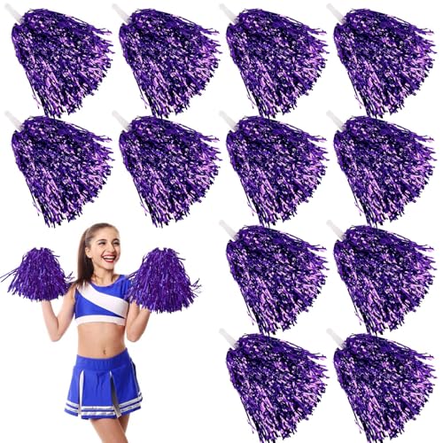 12 Stücke Cheerleading Pom Poms, Sportpompons Cheers Ball Pompoms Cheerleader Pompons für Sportveranstaltungen Ballspiele Tänze Karnevalspartys Verwendet, Lila von GBKDQQ