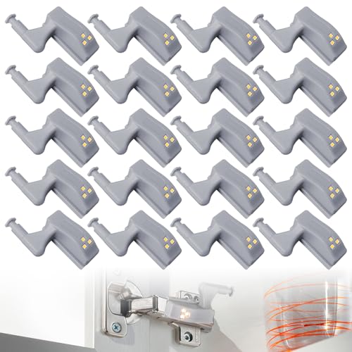 20 Stück Scharnier LED Sensor Licht, Universal Led-sensorlicht für Innenscharniere (Warmweiß), Schrank Hinge LED Sensor Light, Batteriebetriebenes Schranklicht für Schränke Kleiderschrank von GBKDQQ