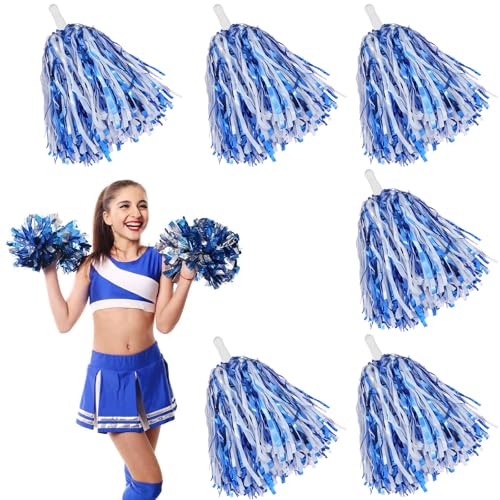 6 Stücke Cheerleading Pom Poms, Cheerleader Pompons Sportpompons Cheers Ball Pompoms für Sportveranstaltungen Ballspiele Tänze Karnevalspartys Verwendet, Blau und Weiß 6 Stücke Cheerleading Pom Poms, Cheerleader Pompons Sportpompons Cheers Ball Pompoms für Sportveranstaltungen Ballspiele Tänze Karnevalspartys Verwendet, Blau und Weiß von GBKDQQ