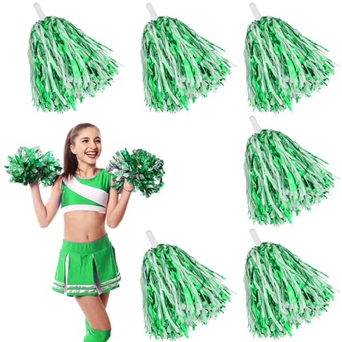 6 Stücke Cheerleading Pom Poms, Cheerleader Pompons Sportpompons Cheers Ball Pompoms für Sportveranstaltungen Ballspiele Tänze Karnevalspartys Verwendet, Grün und Weiß 6 Stücke Cheerleading Pom Poms, Cheerleader Pompons Sportpompons Cheers Ball Pompoms für Sportveranstaltungen Ballspiele Tänze Karnevalspartys Verwendet, Grün und Weiß von GBKDQQ