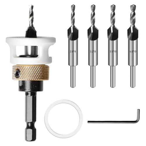 Kegelsenker Bohrer Set 6 tlg, Senker Holzbohrer mit Tiefenanschlag, Bohrsenker mit 1/4" Hex Schaft, Senker Holzbohrer für Holzverarbeitung von GBKDQQ