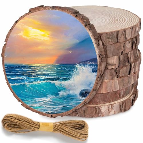 8 Stück Natürlich Holzscheiben, 14 bis 5cm Durchmesser Baumscheiben, Holzscheiben zum Basteln mit Bindfaden, Baumstamm Deko für DIY Basteln, Hochzeit, Weihnachten, Dekoration Baumscheibe 8 Stück Natürlich Holzscheiben, 14 bis 5cm Durchmesser Baumscheiben, Holzscheiben zum Basteln mit Bindfaden, Baumstamm Deko für DIY Basteln, Hochzeit, Weihnachten, Dekoration Baumscheibe von GBKDQQ
