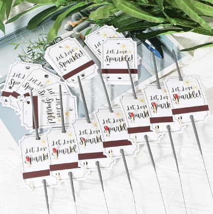 Etiketten für Wunderkerzen, 100 Stück Kraftpapier Hochzeits-Etiketten für Wunderkerzen Metallische Wunderkerzenhüllen mit Match Striker Strips für Parteien Graduierung Geburtstag,‎ Weiß von GBKDQQ