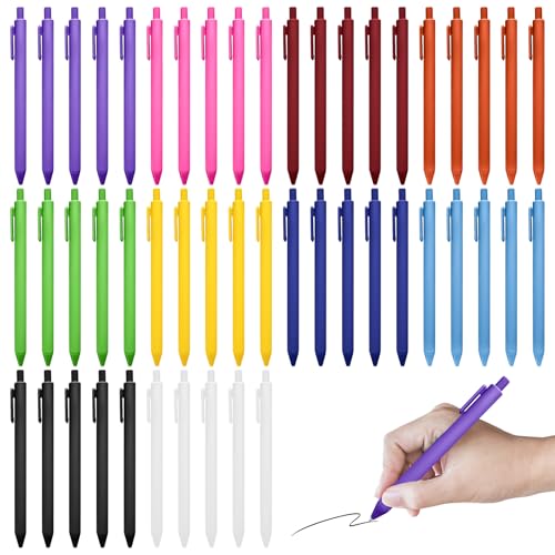 GBKDQQ 50 Stück Einziehbarer Kugelschreiber, Gelstifte Schwarz tinte Mittlere Spitze 1,0mm Einziehbare Stifte geeignet für Büro und Haushalt, Gehäuse Bunt, Farbe zufällig von GBKDQQ