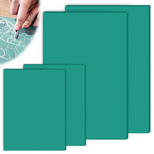GBKDQQ Linolschnitt Set: 4 Stück Langlebige Linoldruck Platte, Vielseitig Einsetzbar Für Kreative Projekte, für Bastel und Druckprojekte (A4 (21cm x 30cm) * 2 + A6 (10cm x 15cm) * 2 - Grün) von GBKDQQ