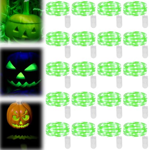 Halloween Deko LED Lichterkette Grün, 20 Stück 2m Mini Lichterketten mit 20 LEDs Batteriebetrieben für Innen- und Außendeko, Micro Draht Lichterkette für Party, Garten, Weihnachten, Halloween Halloween Deko LED Lichterkette Grün, 20 Stück 2m Mini Lichterketten mit 20 LEDs Batteriebetrieben für Innen- und Außendeko, Micro Draht Lichterkette für Party, Garten, Weihnachten, Halloween von GBKDQQ