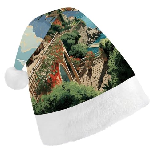 GBNMQED Weihnachtsmütze, Weihnachtsmannmützen für Erwachsene, Komfort, Weihnachtsmütze, mediterran, Sommer, bedruckt, Weihnachtsmütze für Neujahr, festliche Party, Weihnachts-Kopfschmuck GBNMQED Weihnachtsmütze, Weihnachtsmannmützen für Erwachsene, Komfort, Weihnachtsmütze, mediterran, Sommer, bedruckt, Weihnachtsmütze für Neujahr, festliche Party, Weihnachts-Kopfschmuck von GBNMQED