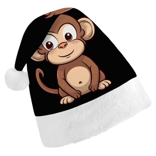 GBNMQED Weihnachtsmütze, Weihnachtsmannmützen für Erwachsene, bequem, Weihnachtsmütze, Cartoon, brauner Affe, bedruckt, Weihnachtsmütze für Neujahr, festliche Party, Weihnachts-Kopfschmuck GBNMQED Weihnachtsmütze, Weihnachtsmannmützen für Erwachsene, bequem, Weihnachtsmütze, Cartoon, brauner Affe, bedruckt, Weihnachtsmütze für Neujahr, festliche Party, Weihnachts-Kopfschmuck von GBNMQED