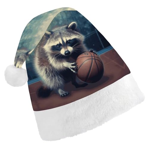 GBNMQED Weihnachtsmütze, Weihnachtsmannmützen für Erwachsene, bequem, Weihnachtsmütze, lustiger Waschbär-Basketball, bedruckt, Weihnachtsmütze für Neujahr, festliche Party, Weihnachts-Kopfschmuck GBNMQED Weihnachtsmütze, Weihnachtsmannmützen für Erwachsene, bequem, Weihnachtsmütze, lustiger Waschbär-Basketball, bedruckt, Weihnachtsmütze für Neujahr, festliche Party, Weihnachts-Kopfschmuck von GBNMQED