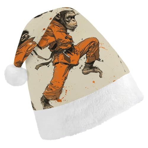 GBNMQED Weihnachtsmütze, Weihnachtsmannmützen für Erwachsene, bequem, Weihnachtsmütze, orangefarbenes Hemd, Affe, bedruckt, Weihnachtsmütze für Neujahr, festliche Party, Weihnachts-Kopfschmuck GBNMQED Weihnachtsmütze, Weihnachtsmannmützen für Erwachsene, bequem, Weihnachtsmütze, orangefarbenes Hemd, Affe, bedruckt, Weihnachtsmütze für Neujahr, festliche Party, Weihnachts-Kopfschmuck von GBNMQED