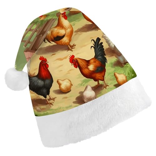 GBNMQED Weihnachtsmütze, Weihnachtsmannmützen für Erwachsene, bequeme Weihnachtsmütze, Brathähnchen, Henne Bauernhof, bedruckt, Weihnachtsmütze für Neujahr, festliche Party, Weihnachts-Kopfschmuck GBNMQED Weihnachtsmütze, Weihnachtsmannmützen für Erwachsene, bequeme Weihnachtsmütze, Brathähnchen, Henne Bauernhof, bedruckt, Weihnachtsmütze für Neujahr, festliche Party, Weihnachts-Kopfschmuck von GBNMQED