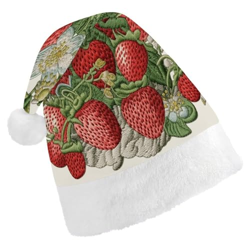 GBNMQED Weihnachtsmütze, Weihnachtsmannmützen für Erwachsene, bequeme Weihnachtsmütze, Erdbeer-Stickerei, bedruckt, Weihnachtsmütze für Neujahr, festliche Party, Weihnachts-Kopfschmuck GBNMQED Weihnachtsmütze, Weihnachtsmannmützen für Erwachsene, bequeme Weihnachtsmütze, Erdbeer-Stickerei, bedruckt, Weihnachtsmütze für Neujahr, festliche Party, Weihnachts-Kopfschmuck von GBNMQED