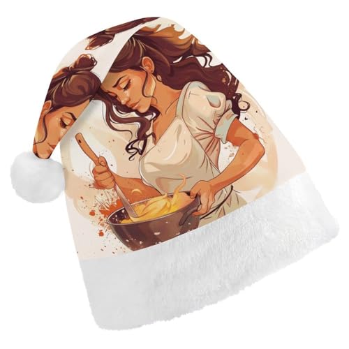 GBNMQED Weihnachtsmütze, Weihnachtsmannmützen für Erwachsene, bequeme Weihnachtsmütze, Frauenkochdarstellung, bedruckt, Weihnachtsmütze für Neujahr, festliche Party, Weihnachts-Kopfschmuck GBNMQED Weihnachtsmütze, Weihnachtsmannmützen für Erwachsene, bequeme Weihnachtsmütze, Frauenkochdarstellung, bedruckt, Weihnachtsmütze für Neujahr, festliche Party, Weihnachts-Kopfschmuck von GBNMQED