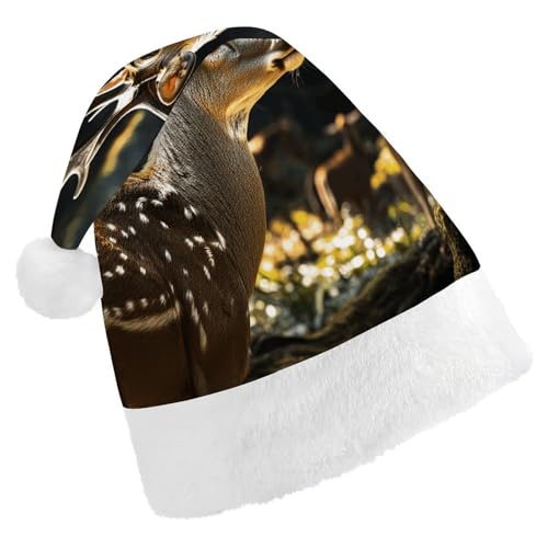 GBNMQED Weihnachtsmütze, Weihnachtsmannmützen für Erwachsene, bequeme Weihnachtsmütze, Hirsch in Wild, bedruckt, Weihnachtsmütze für Neujahr, festliche Party, Weihnachts-Kopfschmuck GBNMQED Weihnachtsmütze, Weihnachtsmannmützen für Erwachsene, bequeme Weihnachtsmütze, Hirsch in Wild, bedruckt, Weihnachtsmütze für Neujahr, festliche Party, Weihnachts-Kopfschmuck von GBNMQED