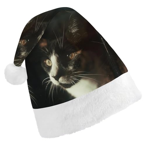 GBNMQED Weihnachtsmütze, Weihnachtsmannmützen für Erwachsene, bequeme Weihnachtsmütze, Katze mit weißen Augen, bedruckt, Weihnachtsmütze für Neujahr, festliche Party, Weihnachts-Kopfschmuck GBNMQED Weihnachtsmütze, Weihnachtsmannmützen für Erwachsene, bequeme Weihnachtsmütze, Katze mit weißen Augen, bedruckt, Weihnachtsmütze für Neujahr, festliche Party, Weihnachts-Kopfschmuck von GBNMQED