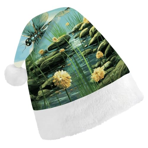 GBNMQED Weihnachtsmütze, Weihnachtsmannmützen für Erwachsene, bequeme Weihnachtsmütze, Libellen im Flug, bedruckt, Weihnachtsmütze für Neujahr, festliche Party, Weihnachts-Kopfschmuck GBNMQED Weihnachtsmütze, Weihnachtsmannmützen für Erwachsene, bequeme Weihnachtsmütze, Libellen im Flug, bedruckt, Weihnachtsmütze für Neujahr, festliche Party, Weihnachts-Kopfschmuck von GBNMQED