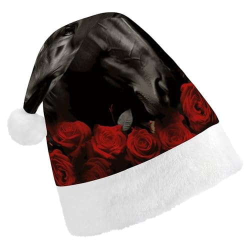 GBNMQED Weihnachtsmütze, Weihnachtsmannmützen für Erwachsene, bequeme Weihnachtsmütze, Rosen und Pferde, bedruckt, Weihnachtsmütze für Neujahr, festliche Party, Weihnachts-Kopfschmuck GBNMQED Weihnachtsmütze, Weihnachtsmannmützen für Erwachsene, bequeme Weihnachtsmütze, Rosen und Pferde, bedruckt, Weihnachtsmütze für Neujahr, festliche Party, Weihnachts-Kopfschmuck von GBNMQED