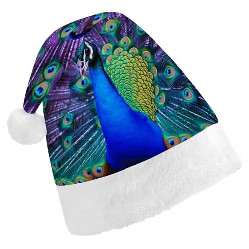 GBNMQED Weihnachtsmütze, Weihnachtsmannmützen für Erwachsene, bequeme Weihnachtsmütze, Schönheit, Pfau, bedruckt, Weihnachtsmütze für Neujahr, festliche Party, Weihnachts-Kopfschmuck GBNMQED Weihnachtsmütze, Weihnachtsmannmützen für Erwachsene, bequeme Weihnachtsmütze, Schönheit, Pfau, bedruckt, Weihnachtsmütze für Neujahr, festliche Party, Weihnachts-Kopfschmuck von GBNMQED